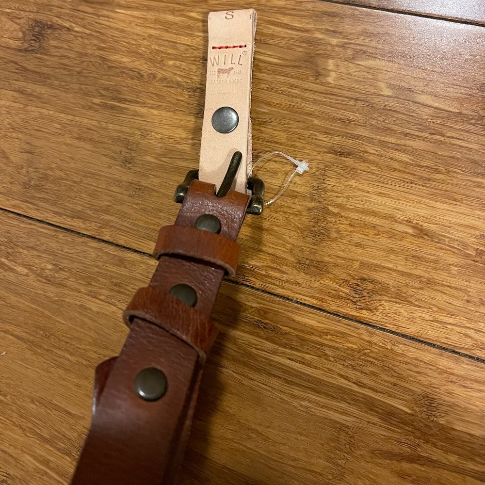 NWT Men's Will Leather Goods genuine leather belt Sz S durable saddle